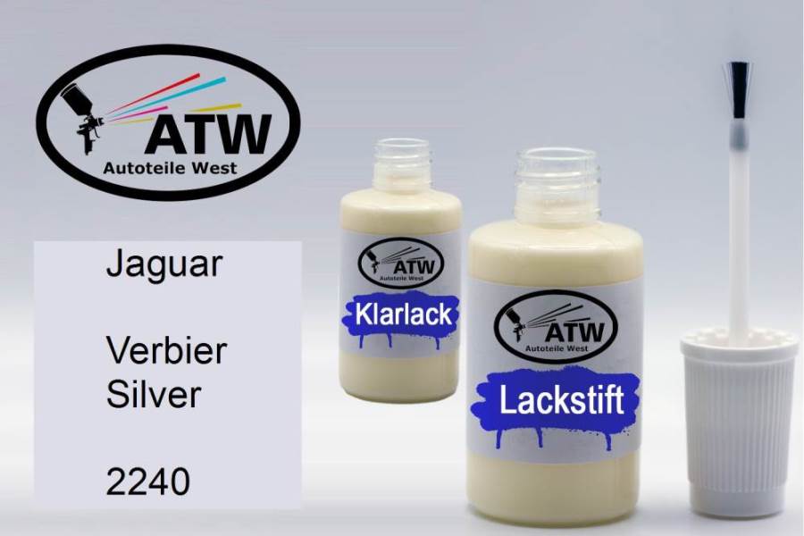 Jaguar, Verbier Silver, 2240: 20ml Lackstift + 20ml Klarlack - Set, von ATW Autoteile West.